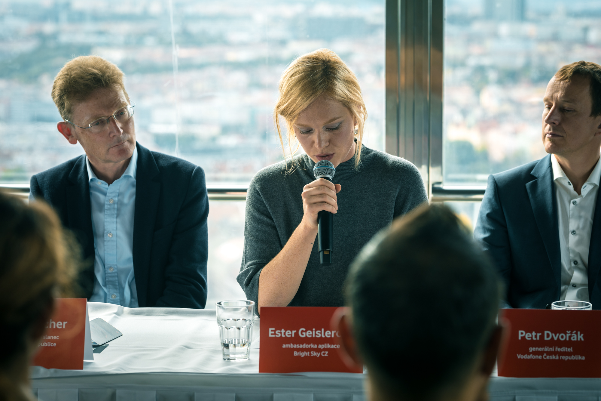 Ester Geislerová na tiskové konferenci aplikace Bright Sky CZ